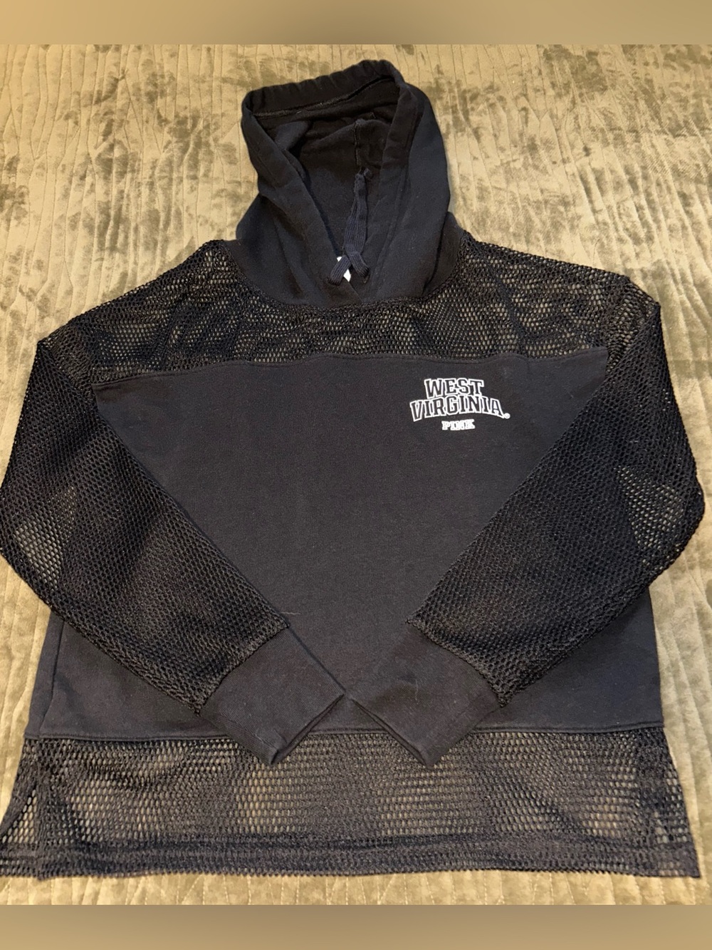 Victoria’s Secret PINK Collegiate WVU Mountaineers Mesh Pullover Hoodie Small